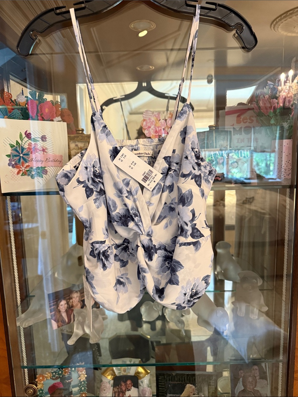 Abercrombie & Fitch Blue Floral Tie-Front Cami Top - Women